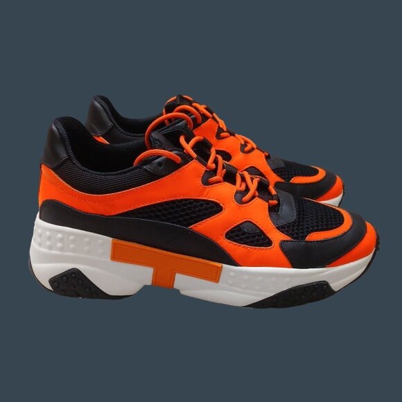 ✅Tod’s Leather/Mesh Active Trainer Sneaker Orange/Black Shoes Men's Sz UK 7/US 8 - Picture 5 of 16